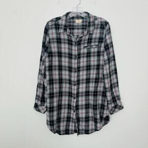 Boston Traders Black And Red Plaid Long Sleeve Button Up Shirt Women’s Size L